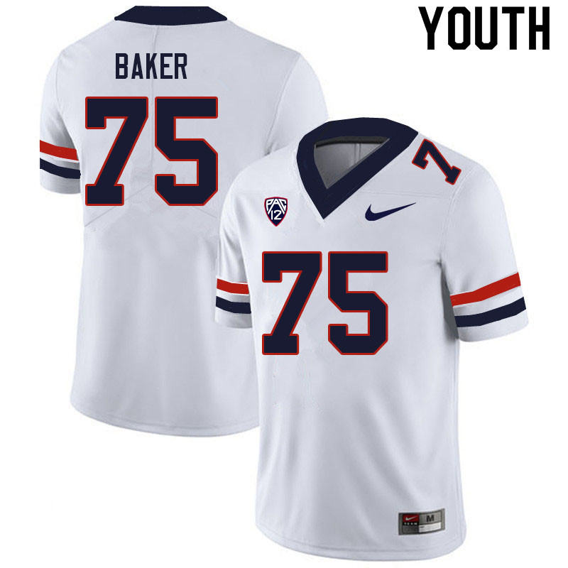 Youth #75 Josh Baker Arizona Wildcats College Football Jerseys Sale-White